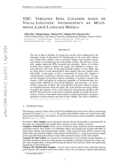 VDC: Versatile Data Cleanser based on Visual-Linguistic Inconsistency by
  Multimodal Large Language Models
