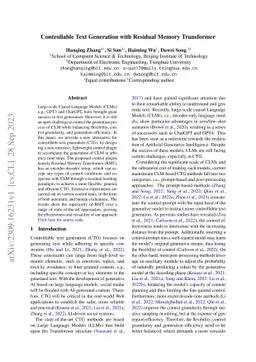 Controllable Text Generation with Residual Memory Transformer