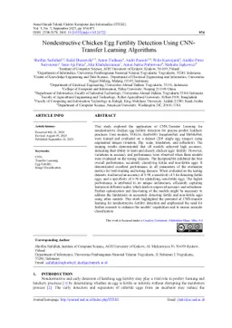 Nondestructive chicken egg fertility detection using CNN-transfer
  learning algorithms