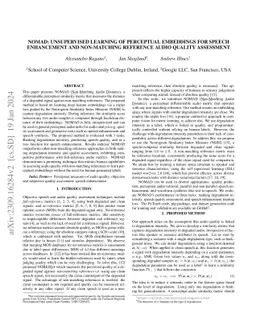NOMAD: Unsupervised Learning of Perceptual Embeddings for Speech
  Enhancement and Non-matching Reference Audio Quality Assessment