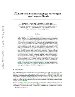 LawBench: Benchmarking Legal Knowledge of Large Language Models