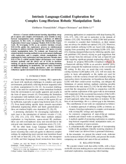 Intrinsic Language-Guided Exploration for Complex Long-Horizon Robotic
  Manipulation Tasks