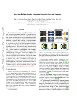 Aperture Diffraction for Compact Snapshot Spectral Imaging
