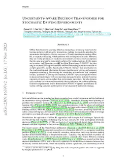 Uncertainty-Aware Decision Transformer for Stochastic Driving
  Environments