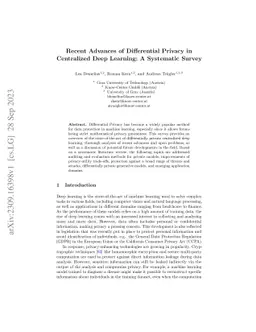 Recent Advances of Differential Privacy in Centralized Deep Learning: A
  Systematic Survey