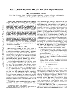 HIC-YOLOv5: Improved YOLOv5 For Small Object Detection