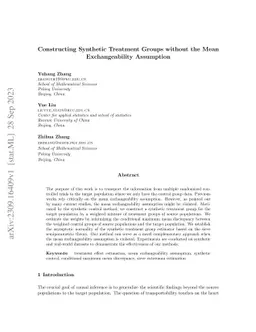 Constructing Synthetic Treatment Groups without the Mean Exchangeability
  Assumption