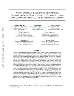 Neuro Symbolic Reasoning for Planning: Counterexample Guided Inductive
  Synthesis using Large Language Models and Satisfiability Solving