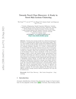 Towards Novel Class Discovery: A Study in Novel Skin Lesions Clustering