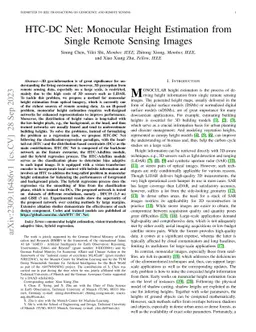 HTC-DC Net: Monocular Height Estimation from Single Remote Sensing
  Images