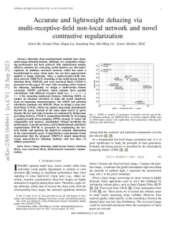Accurate and lightweight dehazing via multi-receptive-field non-local network and novel contrastive regularization