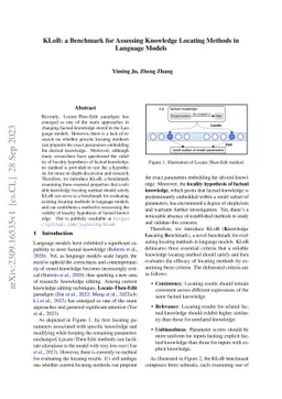 KLoB: a Benchmark for Assessing Knowledge Locating Methods in Language
  Models