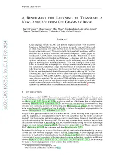 A Benchmark for Learning to Translate a New Language from One Grammar
  Book