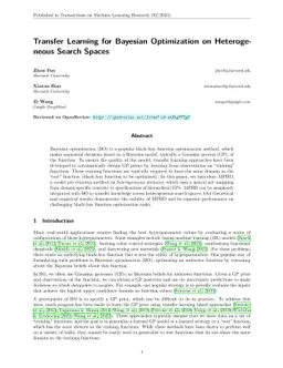 Transfer Learning for Bayesian Optimization on Heterogeneous Search
  Spaces