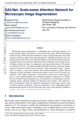SA2-Net: Scale-aware Attention Network for Microscopic Image
  Segmentation