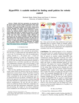 HyperPPO: A scalable method for finding small policies for robotic
  control