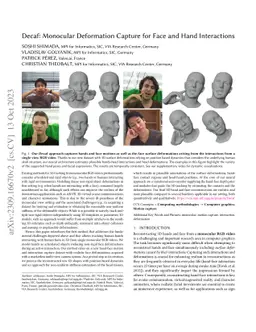 Decaf: Monocular Deformation Capture for Face and Hand Interactions