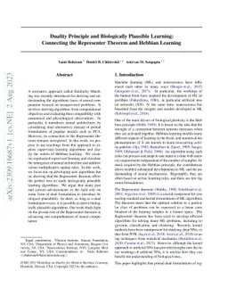 Duality Principle and Biologically Plausible Learning: Connecting the
  Representer Theorem and Hebbian Learning