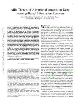AIR: Threats of Adversarial Attacks on Deep Learning-Based Information
  Recovery