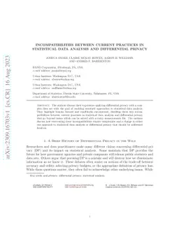 Incompatibilities Between Current Practices in Statistical Data Analysis
  and Differential Privacy