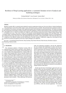 Resilience of Deep Learning applications: a systematic literature review
  of analysis and hardening techniques