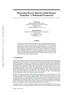 Harnessing Diverse Data for Global Disaster Prediction: A Multimodal
  Framework