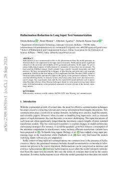 Hallucination Reduction in Long Input Text Summarization