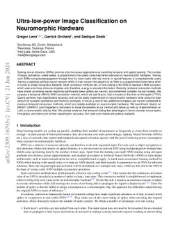 Ultra-low-power Image Classification on Neuromorphic Hardware