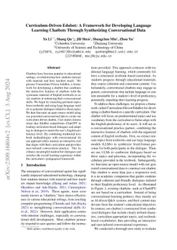 Curriculum-Driven Edubot: A Framework for Developing Language Learning
  Chatbots Through Synthesizing Conversational Data