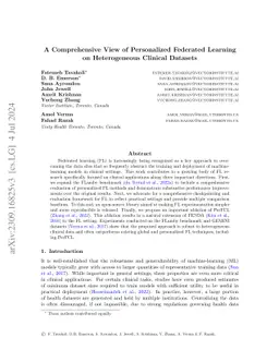 A Comprehensive View of Personalized Federated Learning on Heterogeneous
  Clinical Datasets