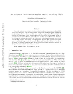 An analysis of the derivative-free loss method for solving PDEs