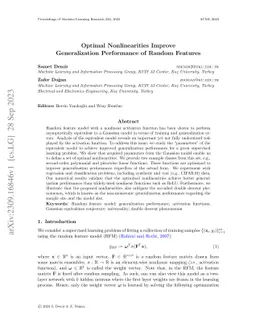 Optimal Nonlinearities Improve Generalization Performance of Random
  Features