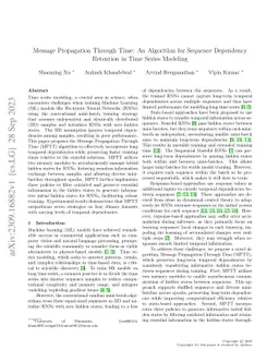 Message Propagation Through Time: An Algorithm for Sequence Dependency
  Retention in Time Series Modeling