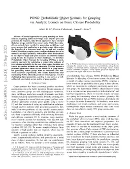 PONG: Probabilistic Object Normals for Grasping via Analytic Bounds on
  Force Closure Probability
