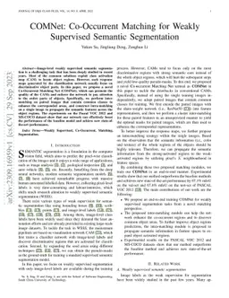 COMNet: Co-Occurrent Matching for Weakly Supervised Semantic
  Segmentation