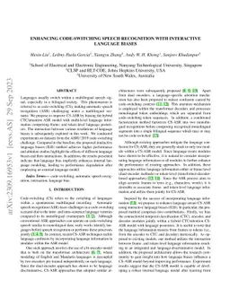 Enhancing Code-switching Speech Recognition with Interactive Language
  Biases