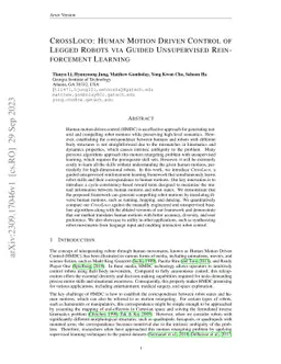 CrossLoco: Human Motion Driven Control of Legged Robots via Guided
  Unsupervised Reinforcement Learning