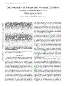 On Continuity of Robust and Accurate Classifiers