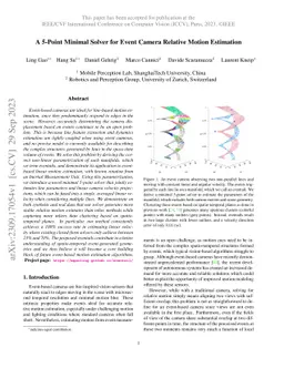 A 5-Point Minimal Solver for Event Camera Relative Motion Estimation