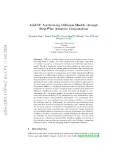 AdaDiff: Accelerating Diffusion Models through Step-Wise Adaptive
  Computation