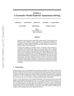 GAIA-1: A Generative World Model for Autonomous Driving