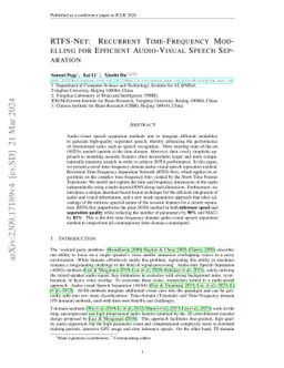RTFS-Net: Recurrent Time-Frequency Modelling for Efficient Audio-Visual
  Speech Separation