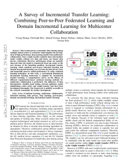 A Survey of Incremental Transfer Learning: Combining Peer-to-Peer
  Federated Learning and Domain Incremental Learning for Multicenter
  Collaboration