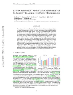 Batch Calibration: Rethinking Calibration for In-Context Learning and
  Prompt Engineering