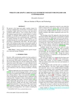Wiki-En-ASR-Adapt: Large-scale synthetic dataset for English ASR
  Customization