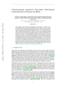 Utility-based Adaptive Teaching Strategies using Bayesian Theory of Mind