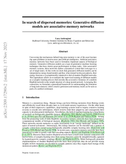 In search of dispersed memories: Generative diffusion models are
  associative memory networks