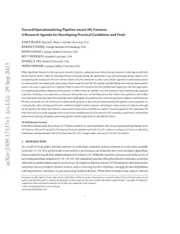 Toward Operationalizing Pipeline-aware ML Fairness: A Research Agenda
  for Developing Practical Guidelines and Tools