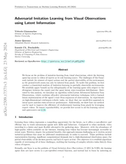 Adversarial Imitation Learning from Visual Observations using Latent
  Information