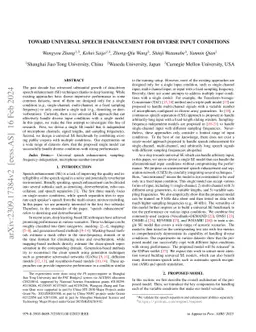 Toward Universal Speech Enhancement for Diverse Input Conditions